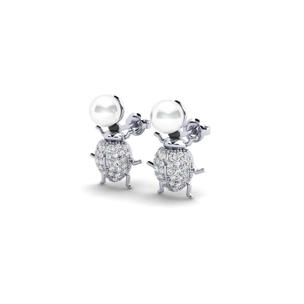 9ct White Gold Moissanite Women's Earring Pangaion