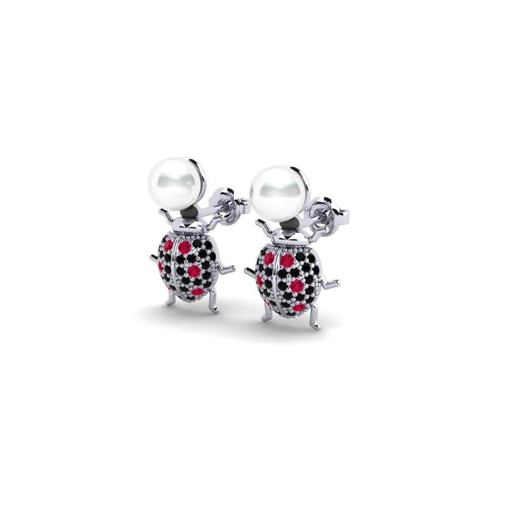 9ct White Gold Ruby Women's Earring Pangaion