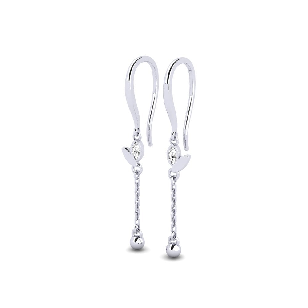 18k Oro Blanco Moissanita Pendiente de mujer Choufrise