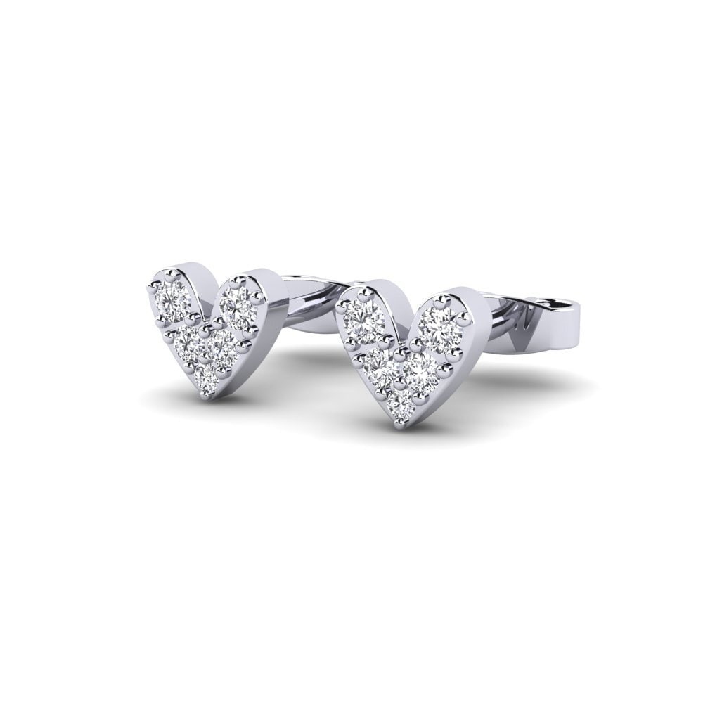14k Oro Blanco Diamante cultivado en laboratorio Pendiente de mujer Disacr