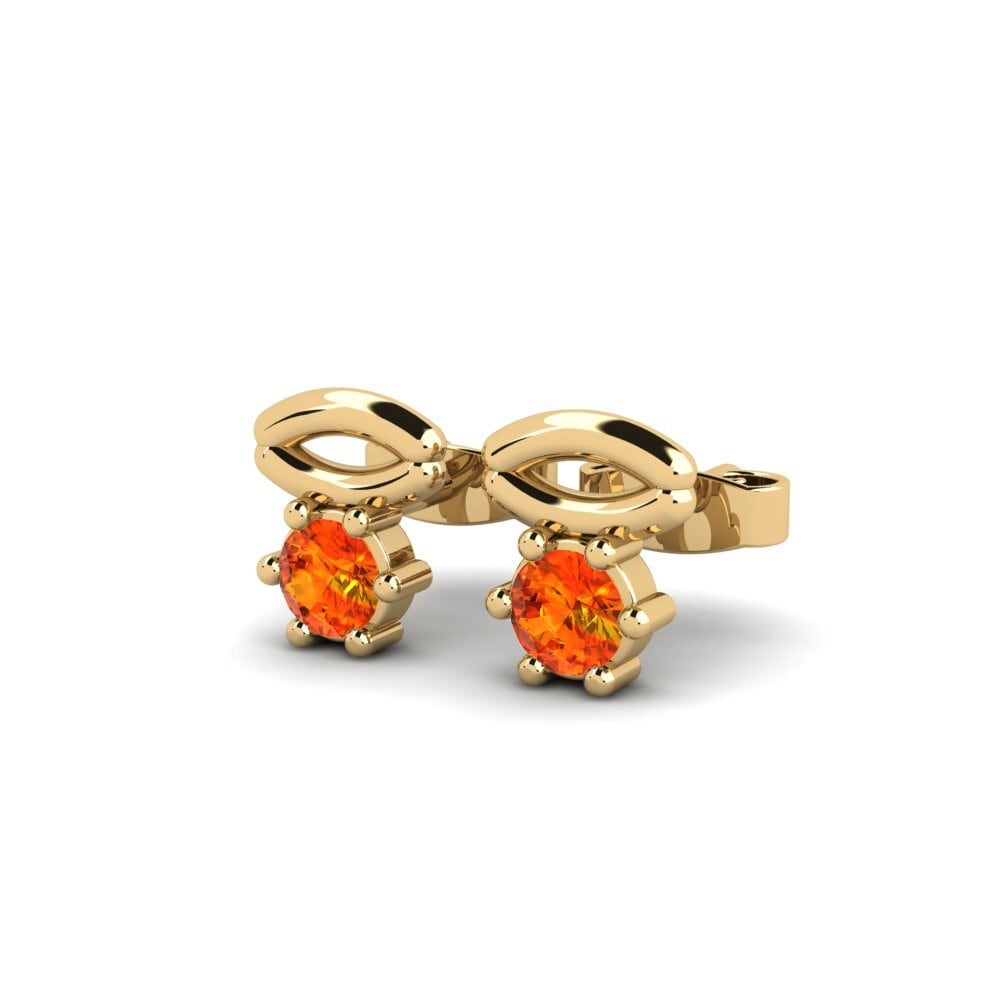 14ct Yellow Gold Orange Sapphire Women's Earring Chatter