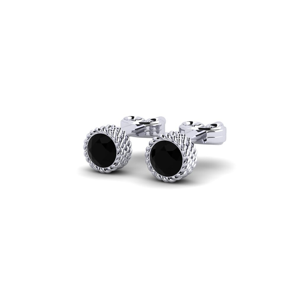 14k Oro Blanco Zafiro negro Pendiente de mujer Chiotta