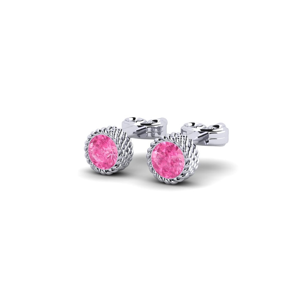 14k Oro Blanco Zafiro Rosado Pendiente de mujer Chiotta