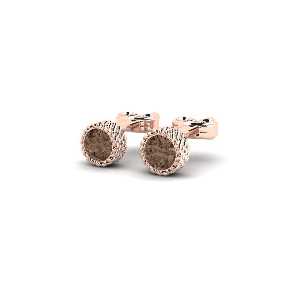 14k Oro Rosa Cuarzo humo Pendiente de mujer Chiotta