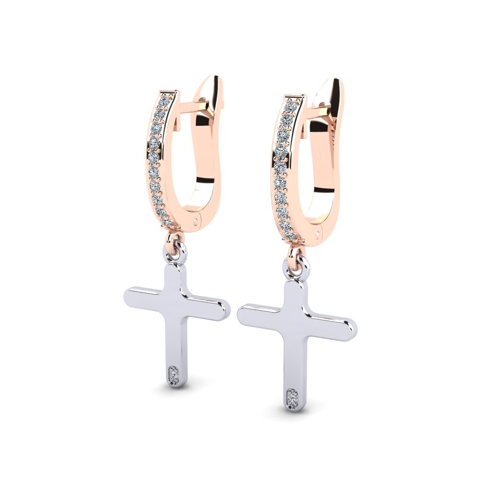9k Oro Rosa & Blanco Pendiente de mujer Sashem