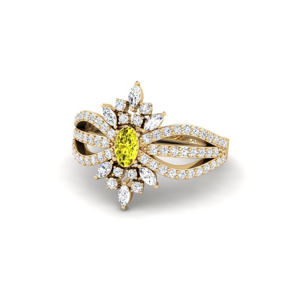 Diamante Amarelo Anel de Noivado Caligore