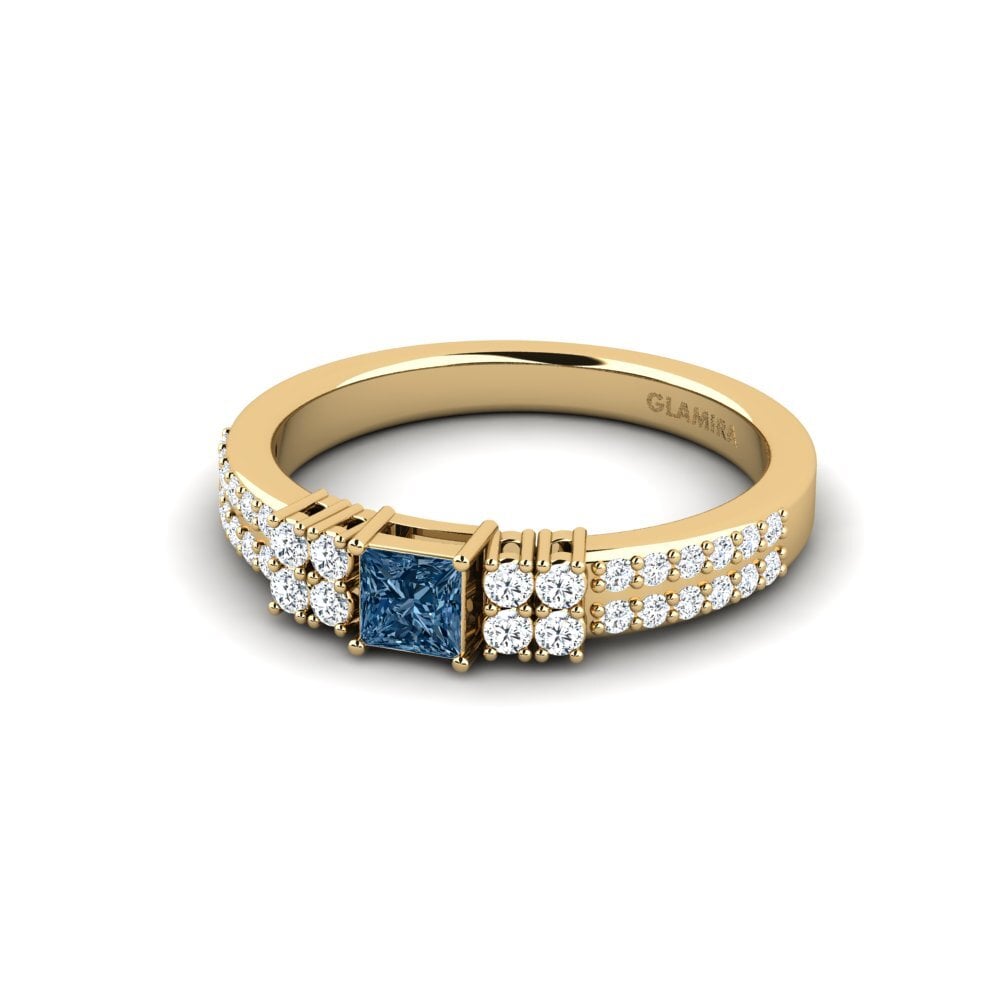 Princess Blue Diamond Engagement Ring Cwang