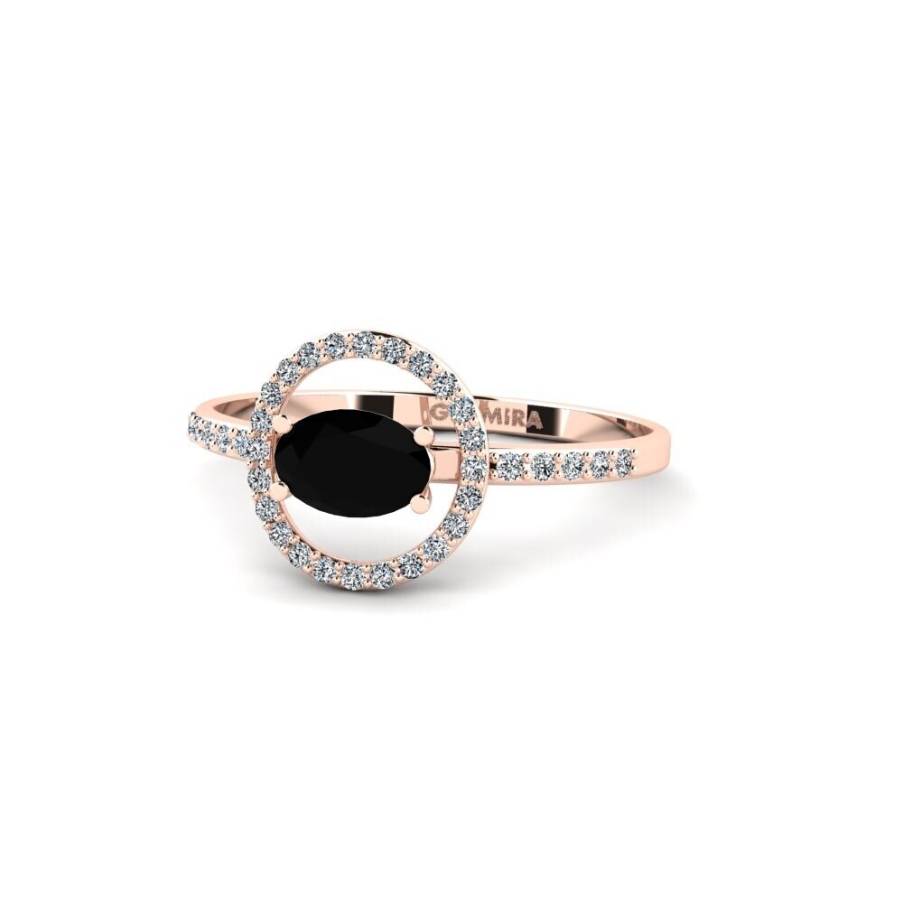 14ct Rose Gold Black Onyx Engagement Ring Dower