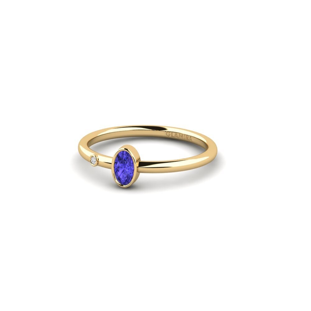 18k Oro Amarillo Tanzanita Anillo de compromiso Elobol