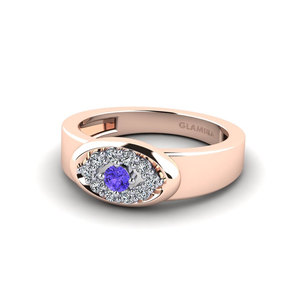 Evil Eye Tanzanite 18k Rose & White Gold Engagement Rings