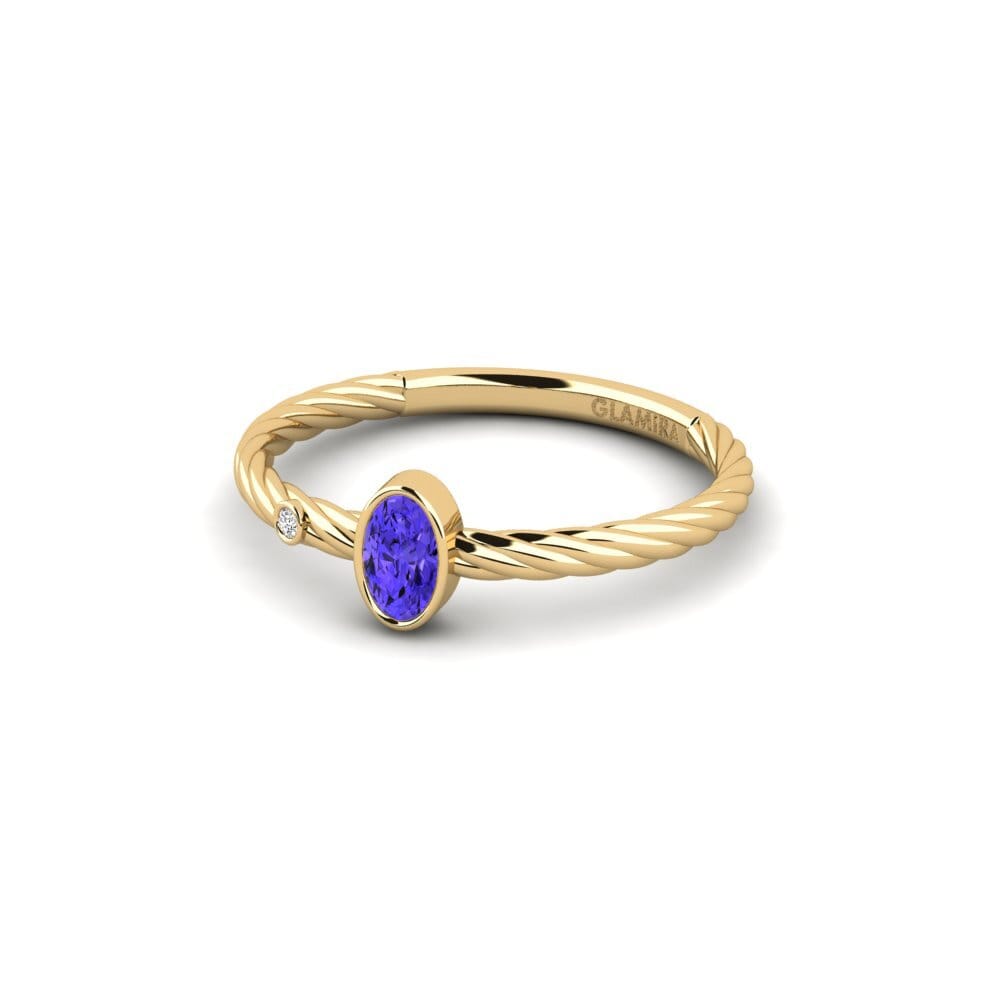 18k Oro Amarillo Tanzanita Anillo de compromiso Gnolbol