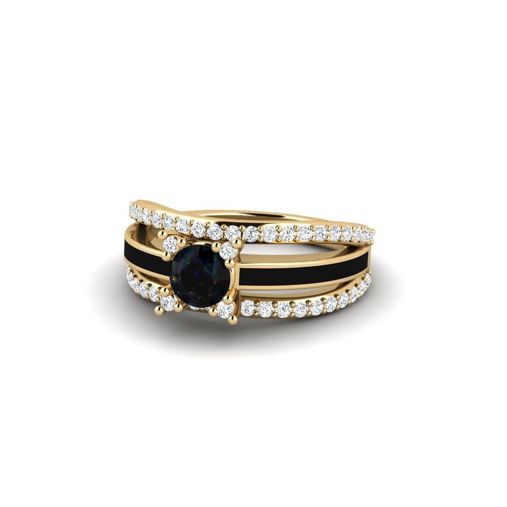Halo Black Opal Rings