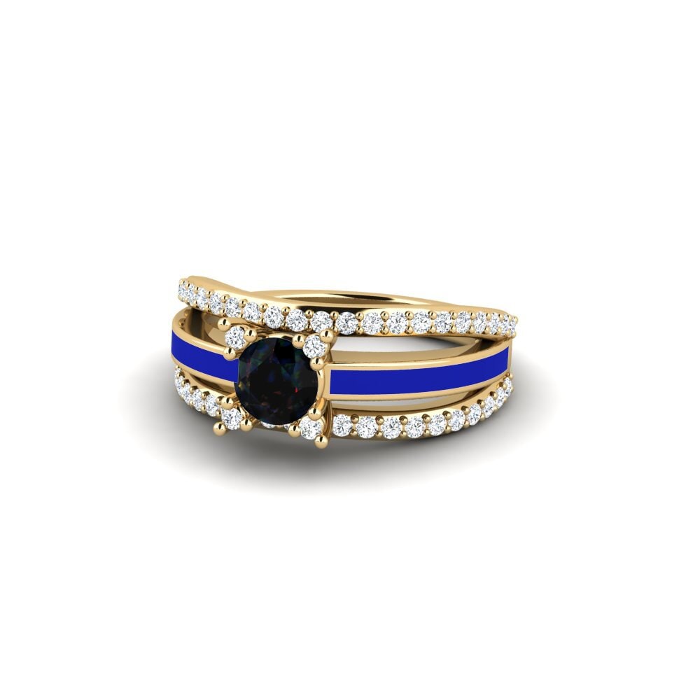 Ringe Halo Schwarzer Opal