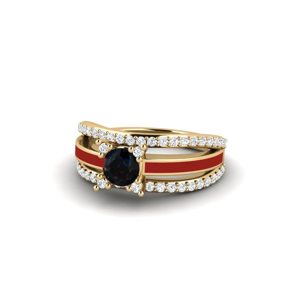 Halo Black Opal Rings