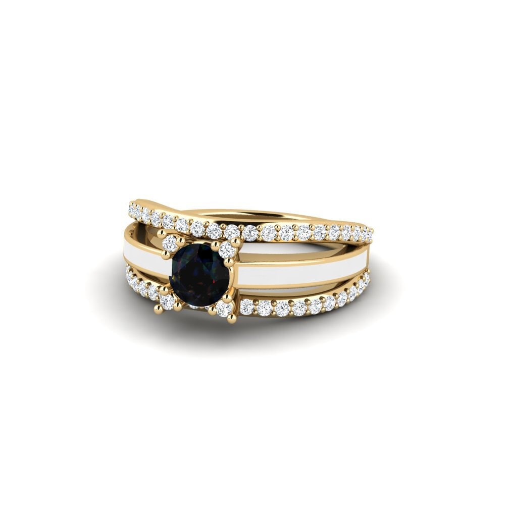 Ringe Halo Schwarzer Opal
