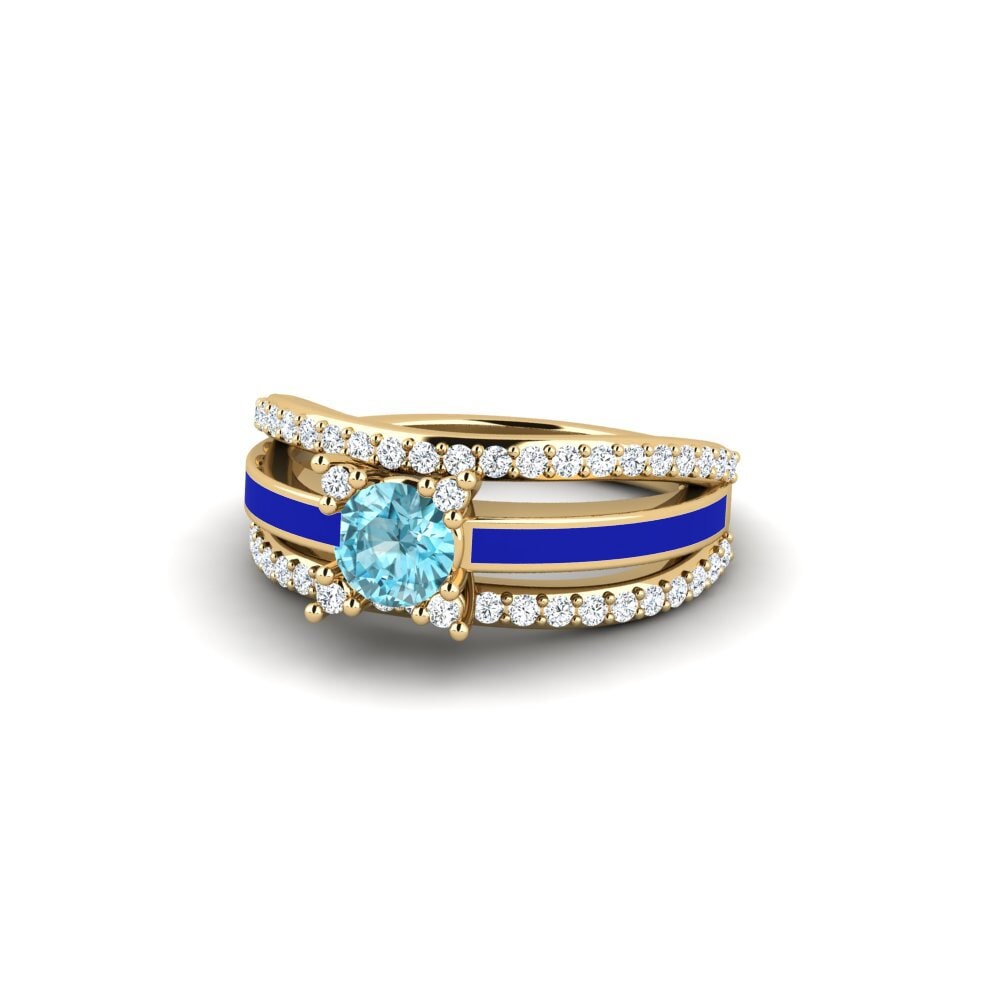 Ringe Halo Blauer Zirkon