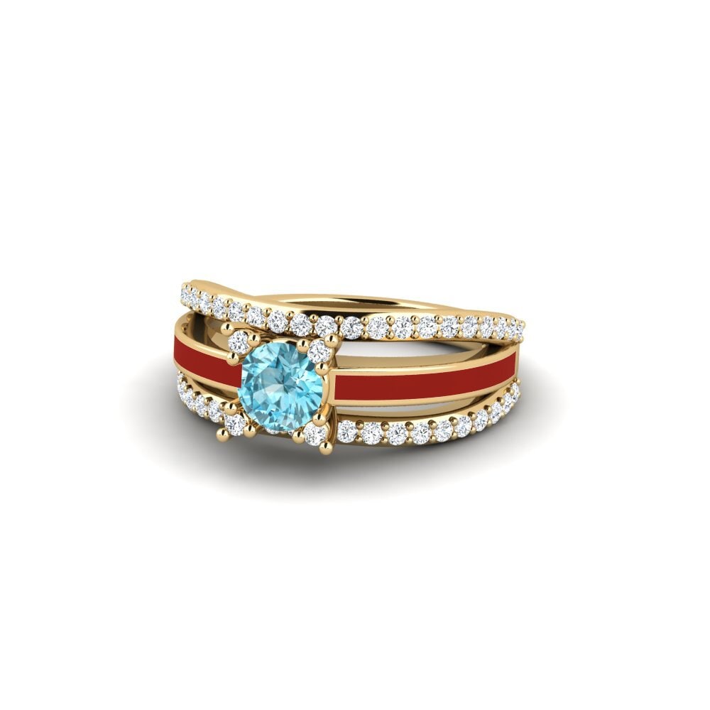 Ringe Halo Blauer Zirkon