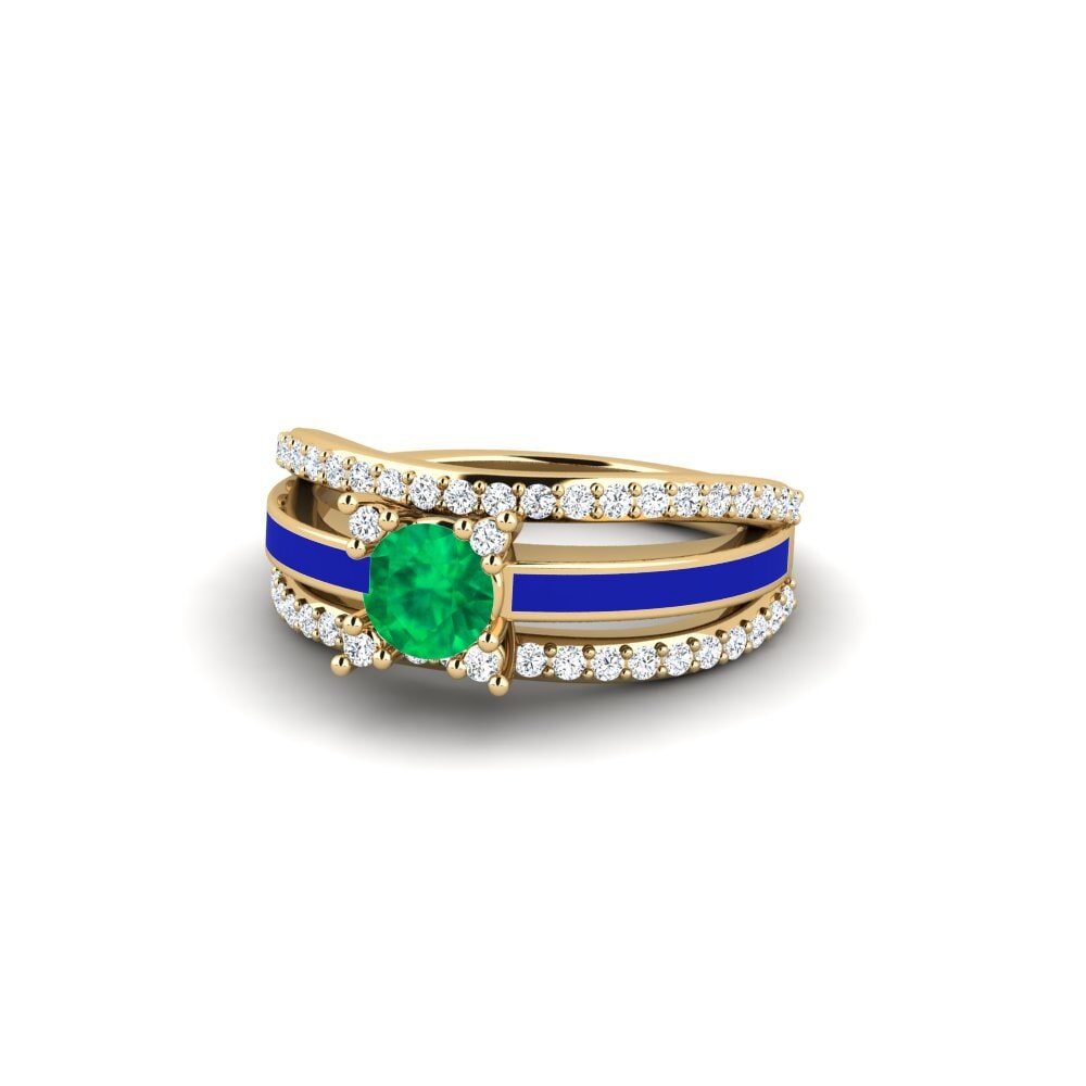 Anillos de compromiso Esmeralda Halo