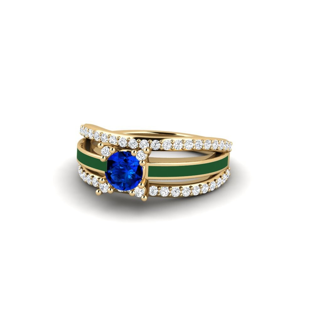 Ringe Halo Saphir (im Labor gezüchtet)