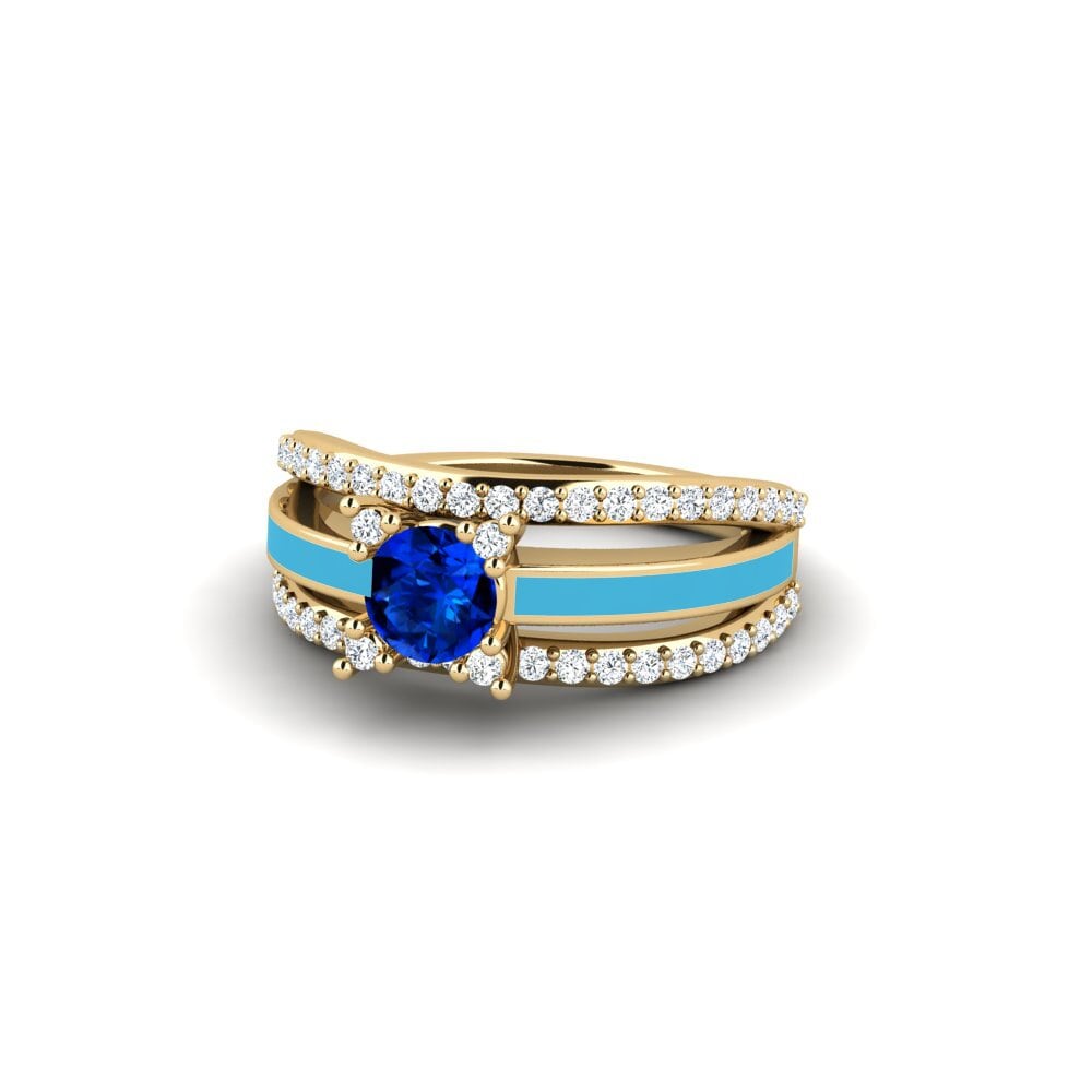 Ringe Halo Saphir (im Labor gezüchtet)
