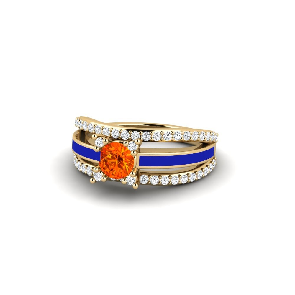 Ringe Halo Orangefarbener Saphir