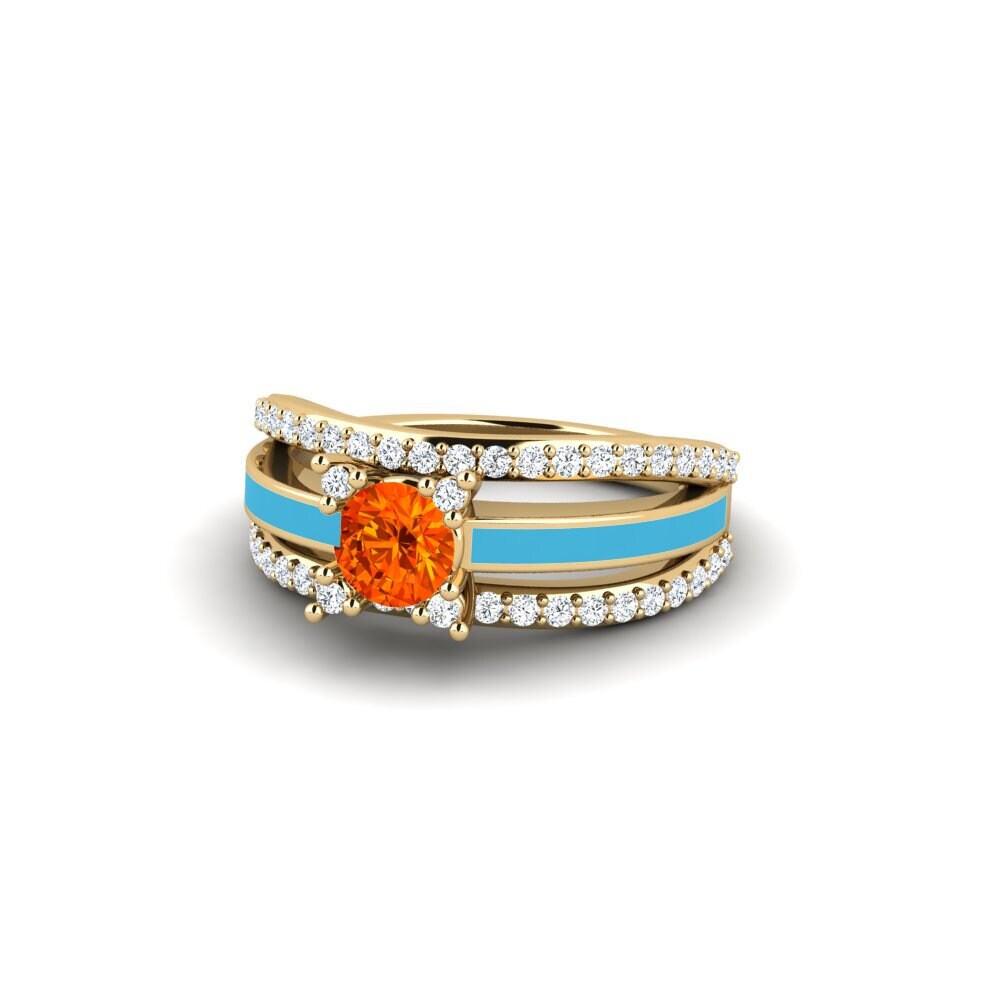 Ringe Halo Orangefarbener Saphir