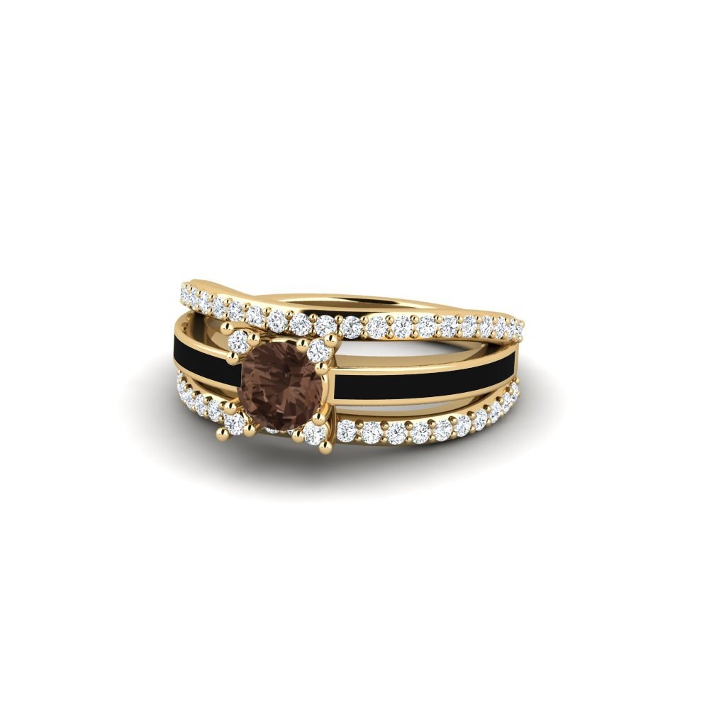 Halo Smoky Quartz Rings