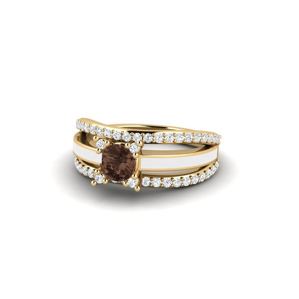 Halo Smoky Quartz Rings