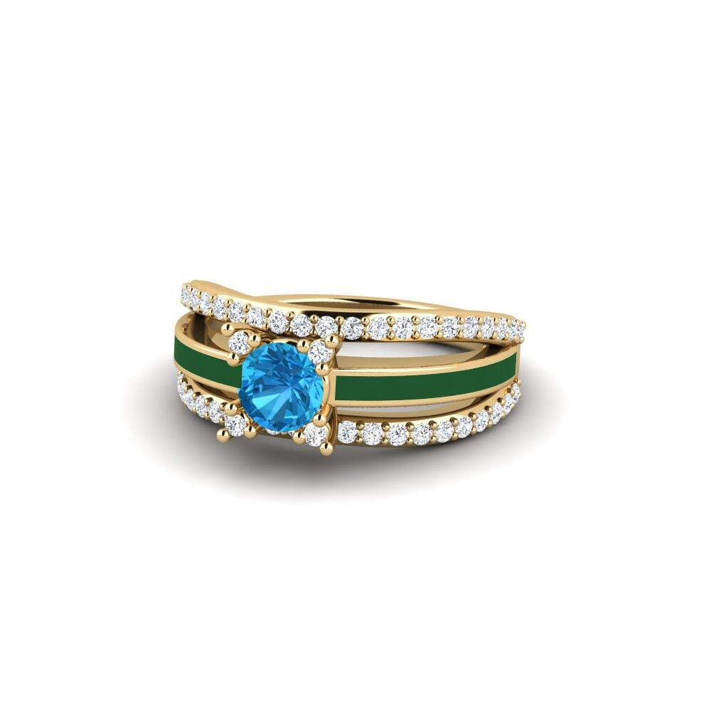 Anillos Topacio azul Halo