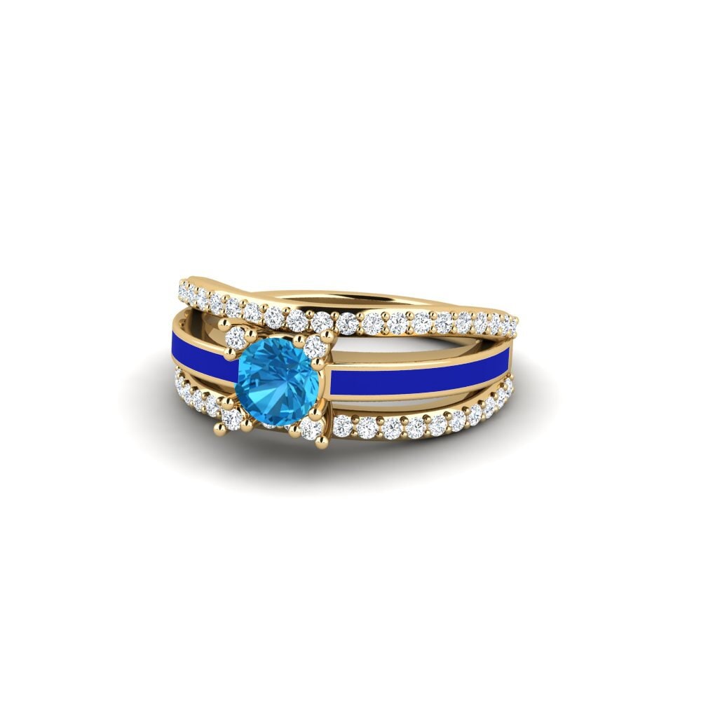Halo Blue Topaz Rings
