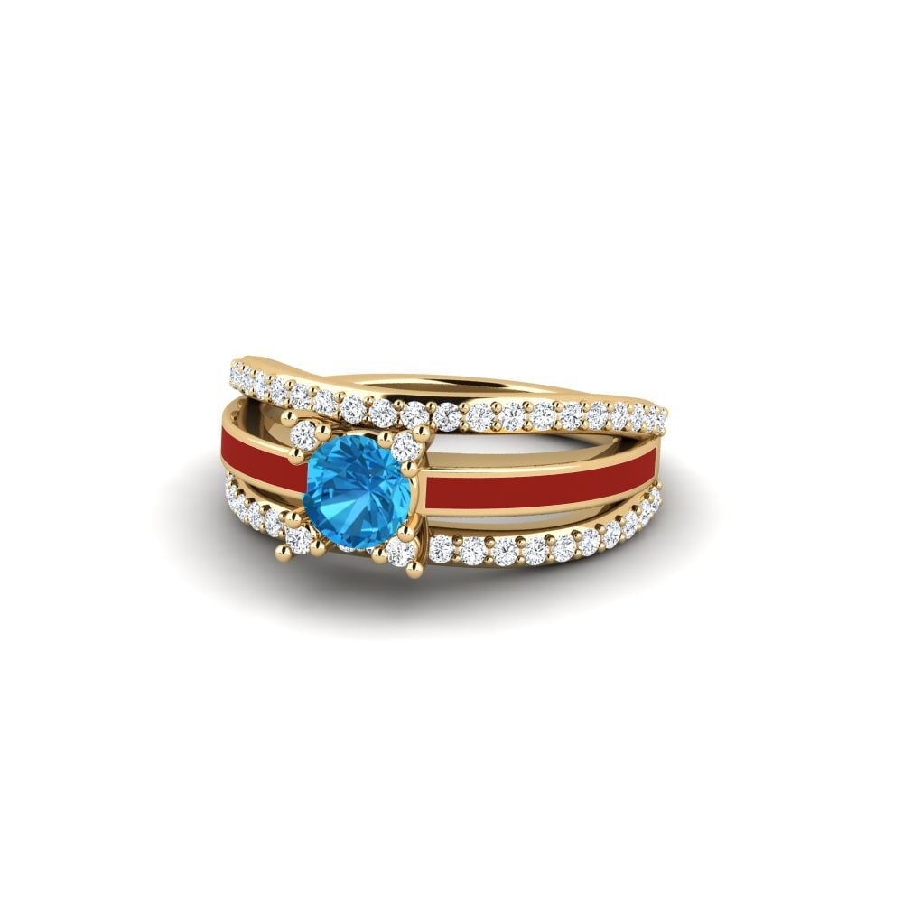 Halo Blue Topaz Rings