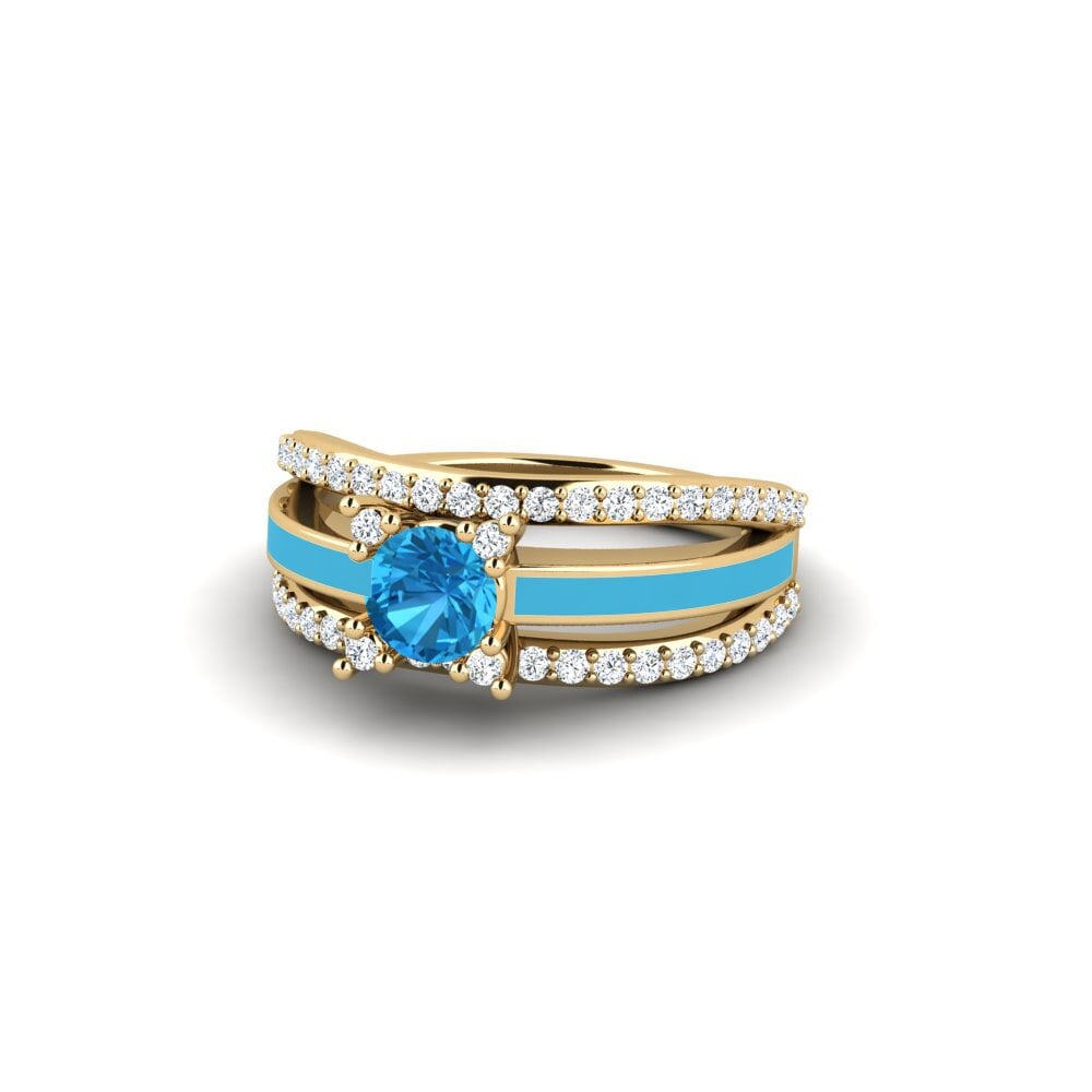 Halo Blue Topaz Rings
