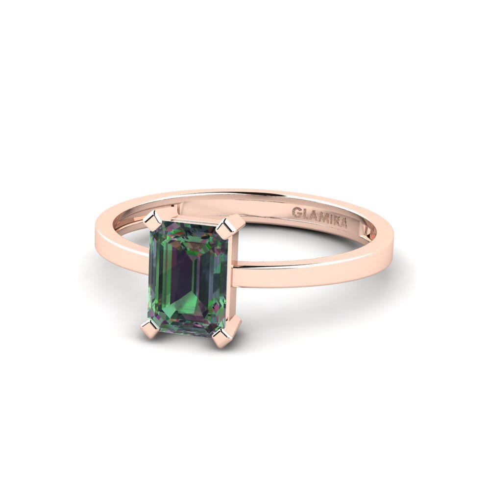 14k Oro Rosa Topacio Místico Anillo de compromiso Isre