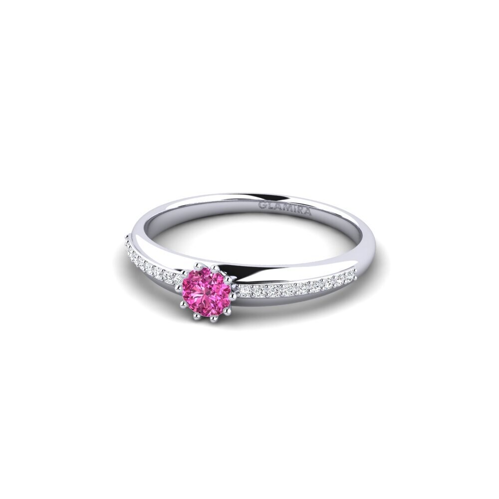 9ct White Gold Pink Topaz Engagement Ring Shaed