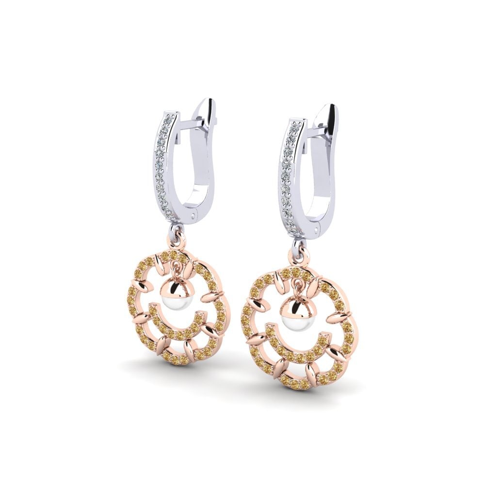 9ct White & Rose Gold Brown Diamond Women's Earring Clopo