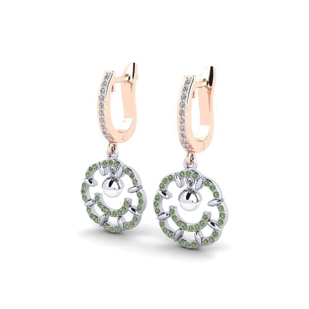 9k Oro Rosa & Blanco Diamante Verde Pendiente de mujer Clopo