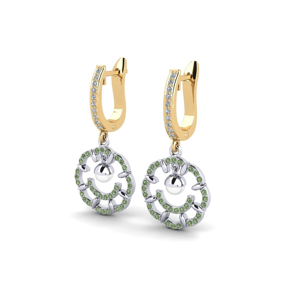 9ct Yellow & White Gold Green Diamond Women's Earring Clopo