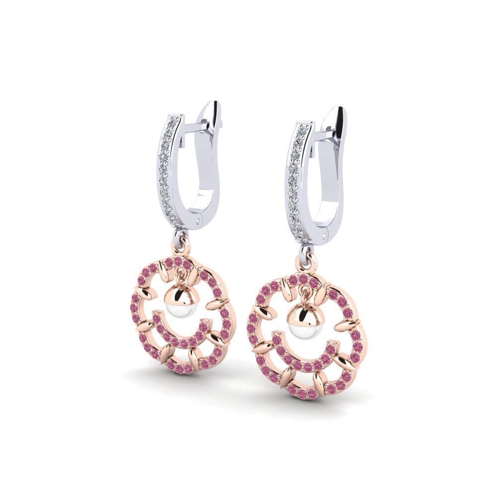 9ct White & Rose Gold Rhodolite Garnet Women's Earring Clopo