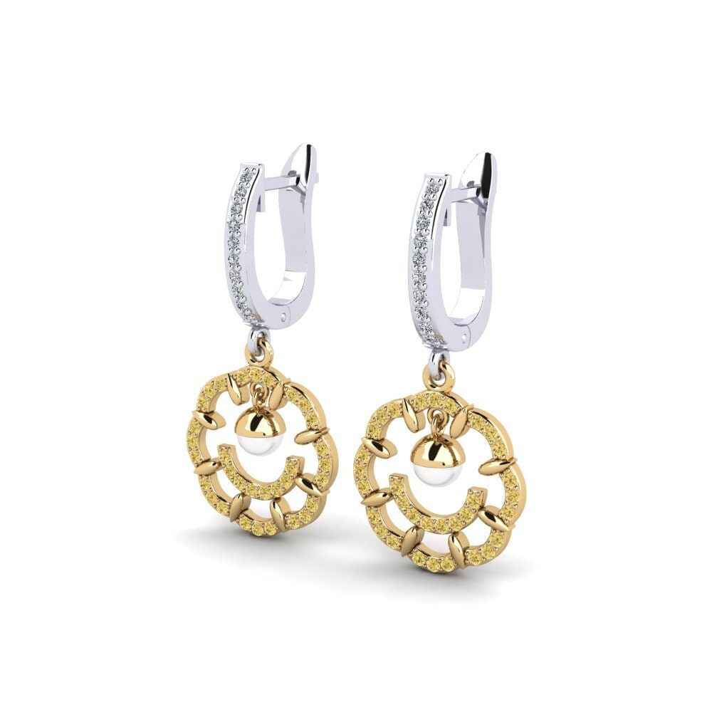 18ct White & Yellow Gold Yellow Diamond Women's Earring Clopo