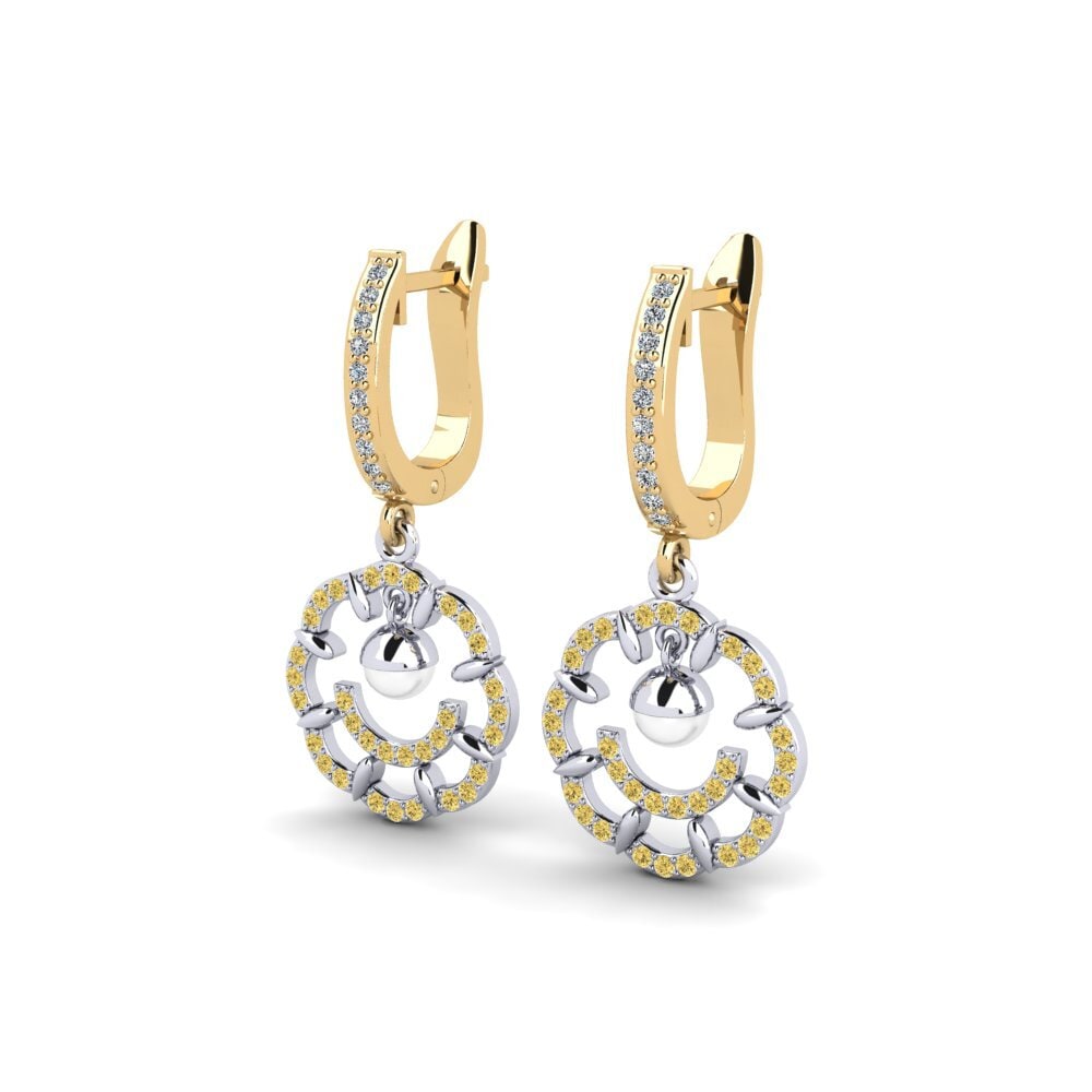 18ct Yellow & White Gold Yellow Diamond Women's Earring Clopo