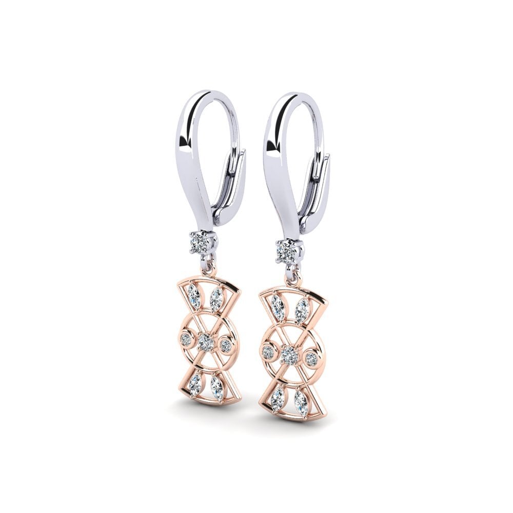 Vàng Trắng-Đỏ 14K Kết Hợp Bông tai nữ Dantoca