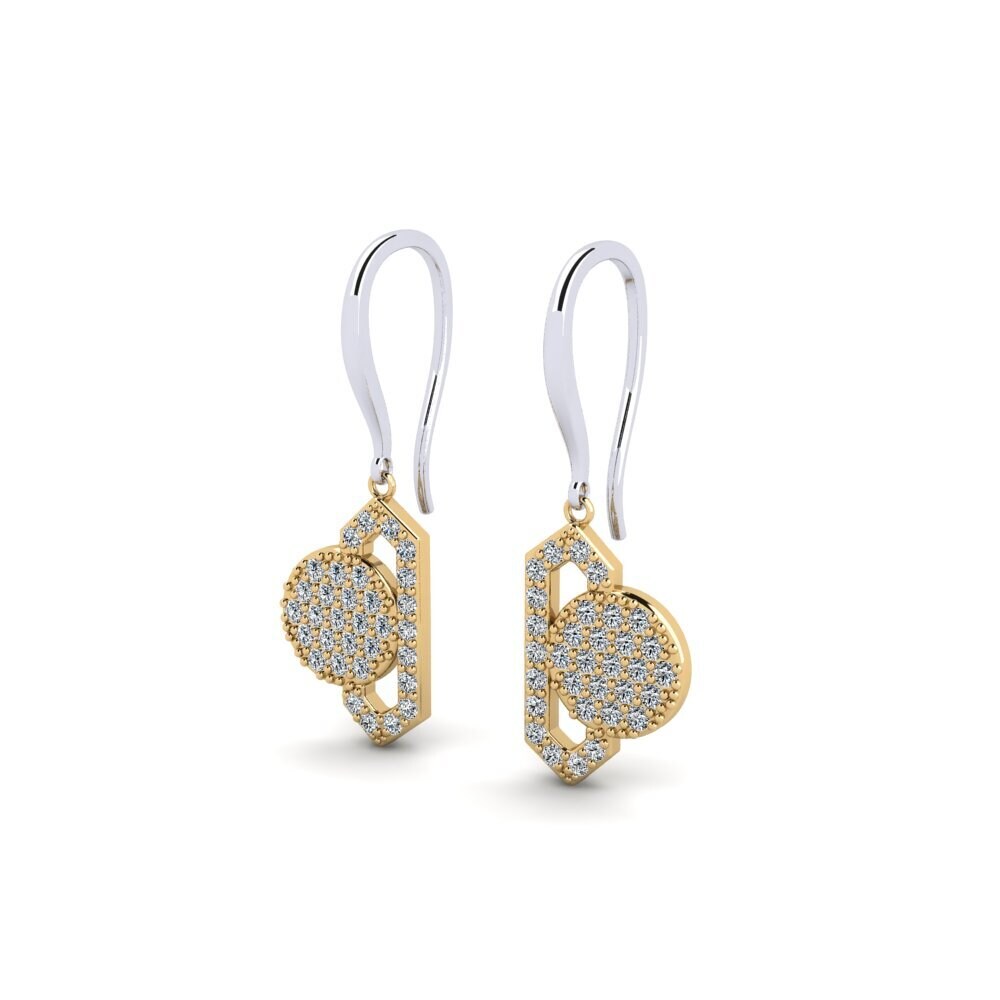 9k Oro Blanco & Amarillo Pendiente de mujer Diaterx