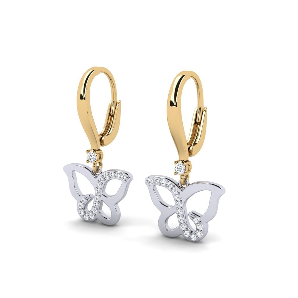 14k Oro Amarillo/Blanco Pendiente de mujer Driht