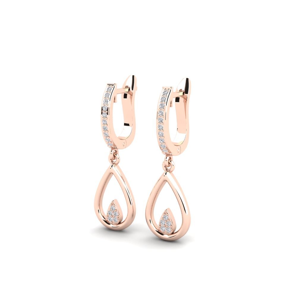 14k Oro Rosa Diamante cultivado en laboratorio Pendiente de mujer Fees