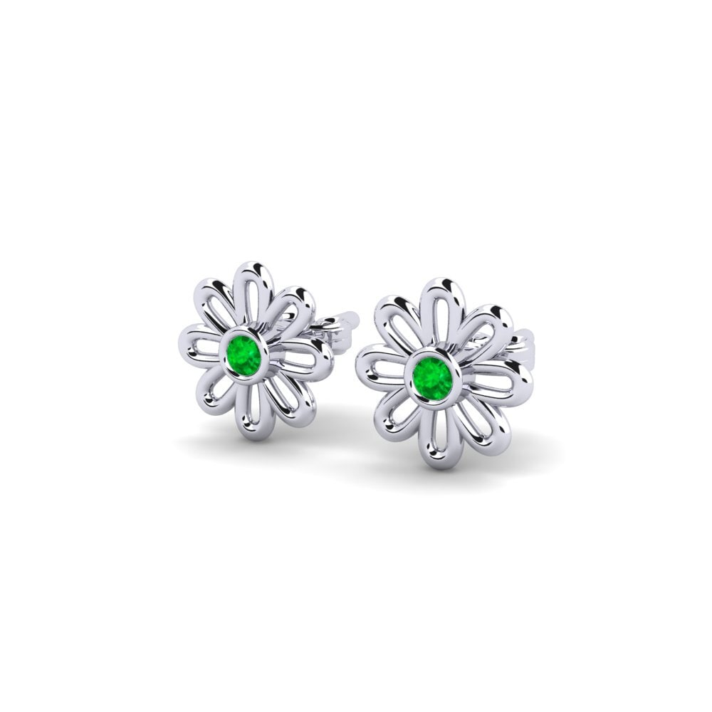 Plata 925 Esmeralda Pendiente de mujer Frorrea