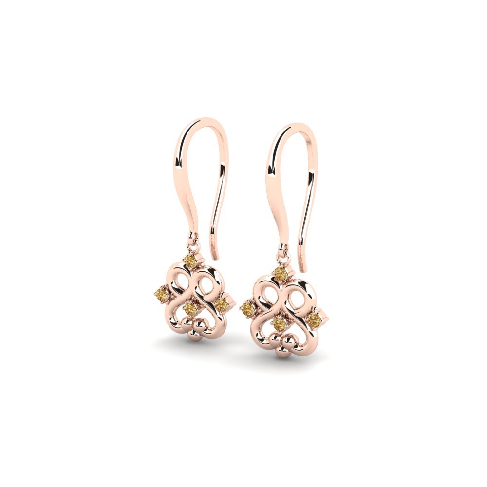 14k Oro Rosa Diamante café Pendiente de mujer Fuath