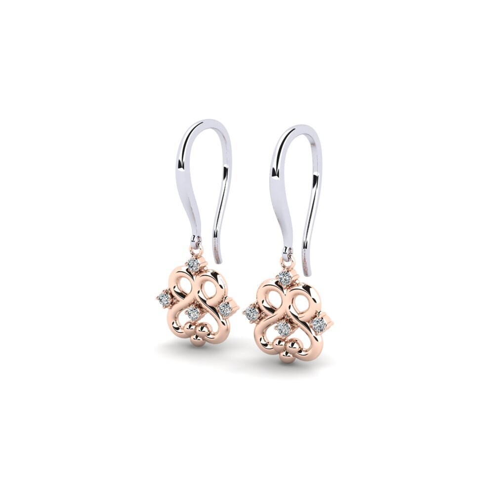 18k Oro Blanco / Rosa Pendiente de mujer Fuath