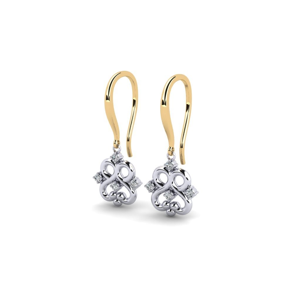 14ct Yellow & White Gold Women's Earring Fuath