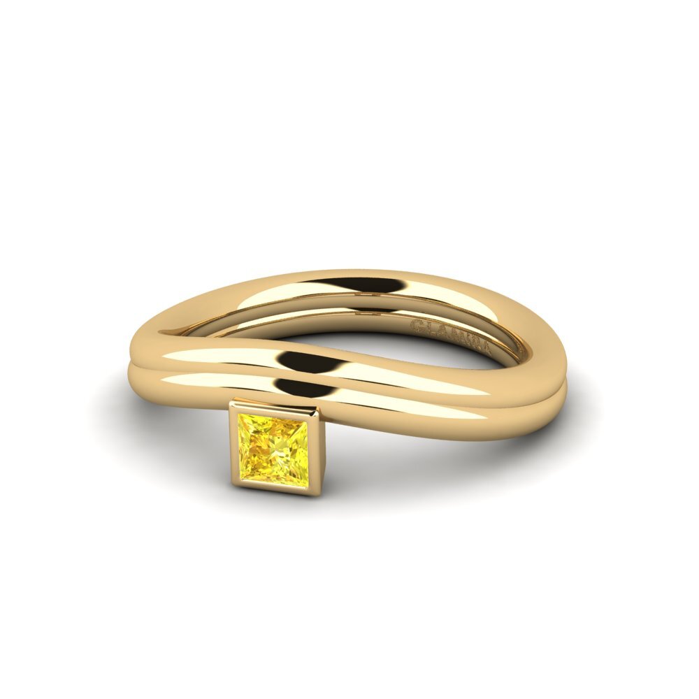 Zafiro amarillo Anillo meñique Ovvoff