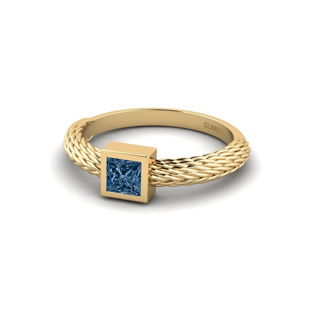 Princess Blue Diamond Engagement Ring Parahha